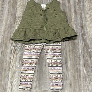 Max Studio Kids Olive Vest and Patterned Leggings